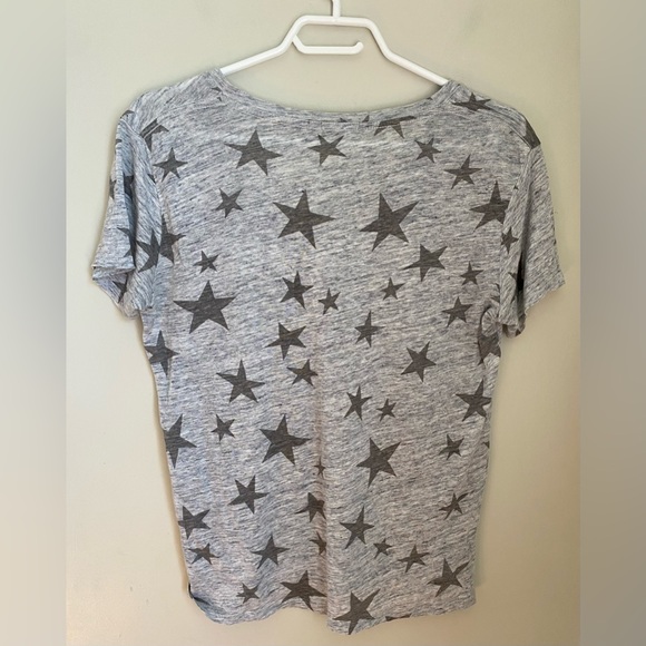 Rails Linen V Neck Top Shirt Tee Cara Gray Star Short Sleeve Size S - Picture 9 of 10